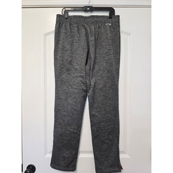 Adidas Mens Climawarm Sweatpants Size Large Gray Red Trim Elastic Waist Active - Picture 2 of 8